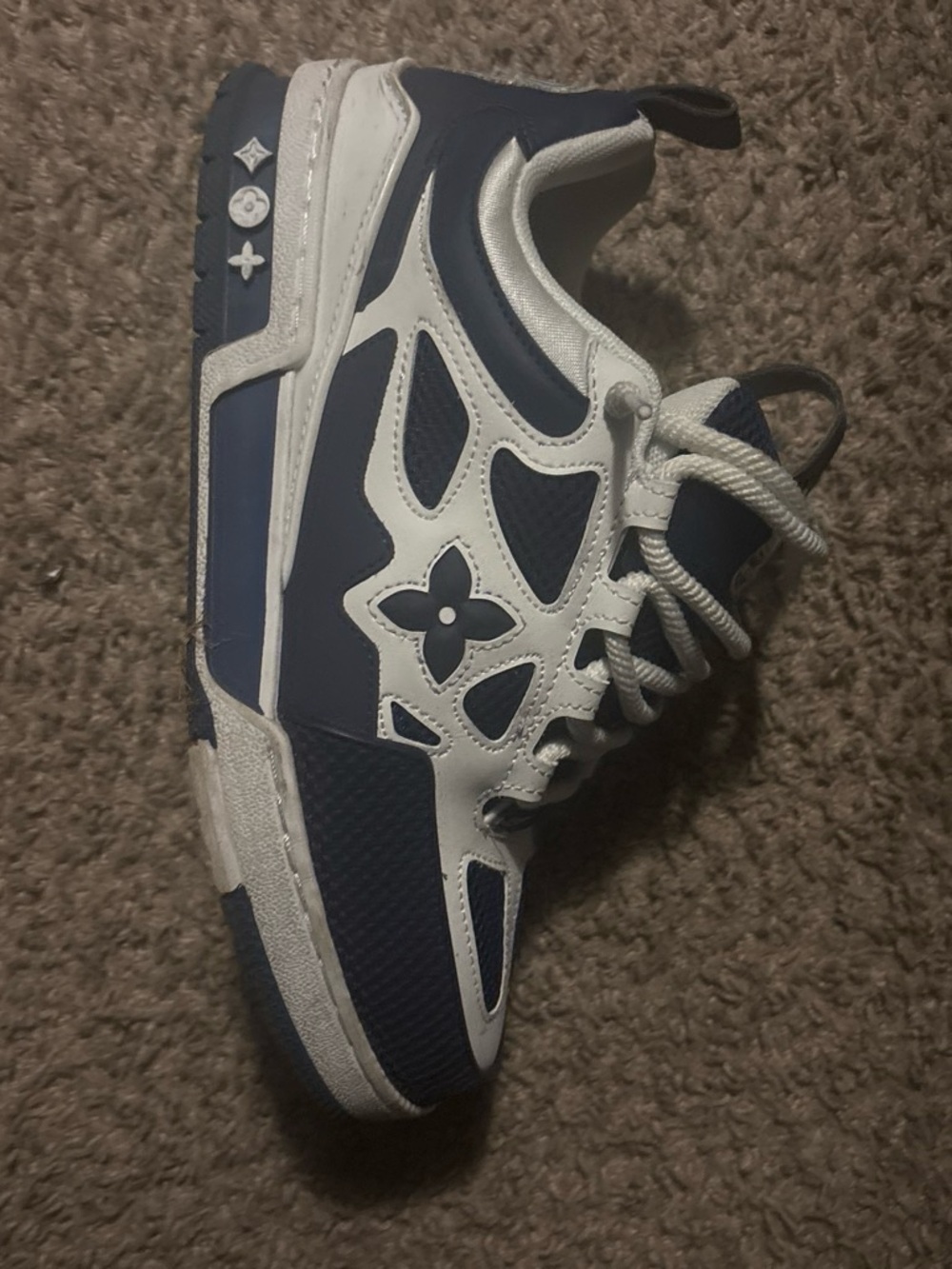 Louis Vuitton Navy and White Kids' High-Top Sneakers